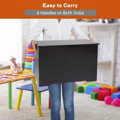 Costway Wooden Toy Box Kids Storage Chest Bench W/ Flip-Top Lid & Safety Hinge WhiteBrown - Image 5