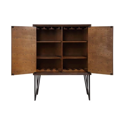 Oxford 2 Door Bar Cabinet Brown - Treasure Trove Accents - Image 2