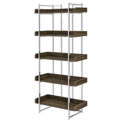 70.25" Angelica 5 Shelf Bookcase Walnut - Coaster - Image 3