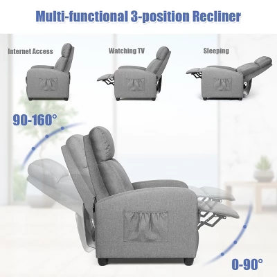 Recliner Massage Chair, Ergonomic Adjustable Single Sofa With Padded Seat Grey - Image 5