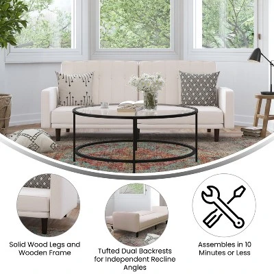 Merrick Lane Mid Century Modern Split-Back Sofa Futon With 3 Recline Positions - Image 5