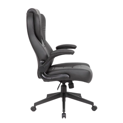 Executive High Back Leatherplus Flip Armchair Black - Boss Office Products - Image 3