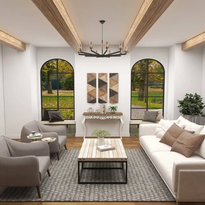 Wood Parisian Design Floral Ornate Detailing Console Table White - Olivia & May - Image 11