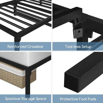 Yaheetech Metal Platform Bed Frame With Ultra-Durable Steel Slat Support - Image 3