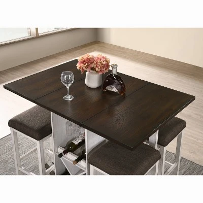 47" Holmseth Drop Leaf Counter Height Dining Table With Wine Rack Dark Walnut/Antique White - HOMES: Inside + Out - Image 4