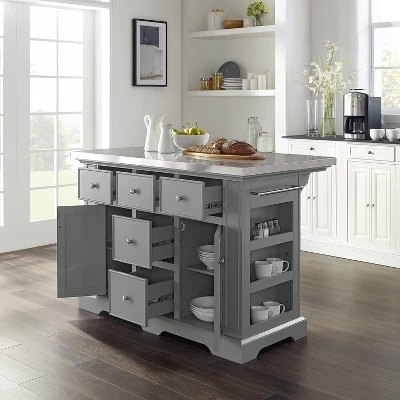 Julia Stainless Steel Top Kitchen Island - Crosley - Image 2