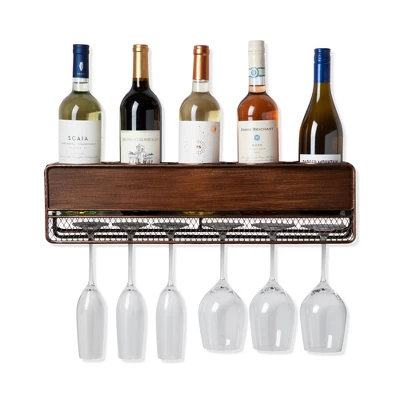 True Wall Mounted Wine Shelf & Stemware Rack, Wood - Image 6