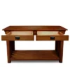 Mission Console Table With Drawers And Shelf Medium Oak - Leick Home