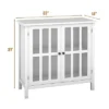 Costway 31'' Storage Buffet Cabinet Glass Door Sideboard Console Table Server Display White
