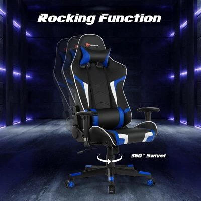 Costway Massage Gaming Chair Reclining Swivel Racing Office Chair W/Lumbar Support - Image 3