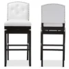 Set Of 2 Ginaro Faux Leather Button Tufted Upholstered Swivel Barstools White - Baxton Studio