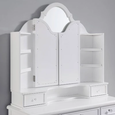 3pc Anza Multi Storage Vanity Set With Tri Fold Mirror And Stool White - HOMES: Inside + Out - Image 3