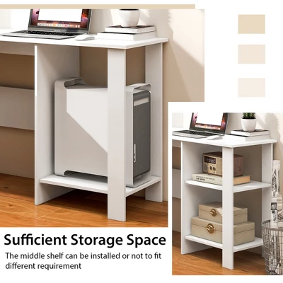 Costway L-shaped Corner Computer Desk Home Office Writing Workstation With Storage Shelves - Image 6