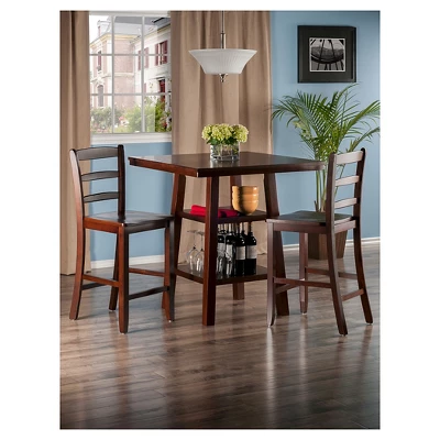 3pc Orlando With 2 Shelves Counter Height Dining Set Wood/Walnut - Winsome - Image 3