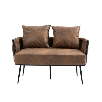 Modern Accent Metal Frame Tufted Sofa With Arms - ModernLuxe - Image 4