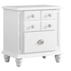 Passion Furniture Summit 5-Drawer White Nightstand (27 In. H X 16 In. W X 24 In. D)
