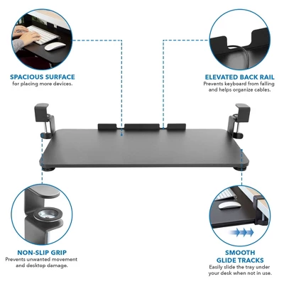 Mount-It! Clamp Keyboard Tray | Sliding Under Desk Keyboard & Mouse Platform | Retractable Undermount Drawer | No Screws Or Scratches To Assemble - Image 6