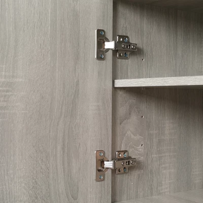 HOMCOM 72" Kitchen Buffet With Hutch, Freestanding Pantry Cupboard With Utility Drawer, 2 Door Cabinets And Countertop, Grey Wood Grain - Image 4