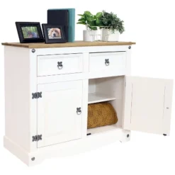 Sunnydaze Decor Sunnydaze Kitchen Sideboard Cabinet With 2 Drawers And 2 Doors - Solid Pine Construction