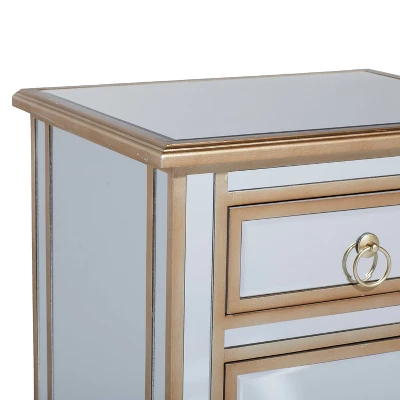 Small Glam Glass Mirrored Cabinet Beige - Olivia & May - Image 2