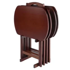 4pc Corbett Oversize Oblong Snack Table Set Antique Walnut - Winsome