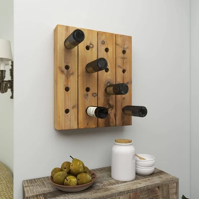 Rustic Wood Wall Wine Rack Brown - Olivia & May - Image 20