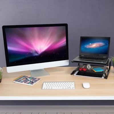 Mount-It! 2 Tier Desk Organizer Riser | Computer Monitor Stand With Keyboard Storage Shelf For Desktops, Laptops, Printers, Home Office Space Saver - Image 7