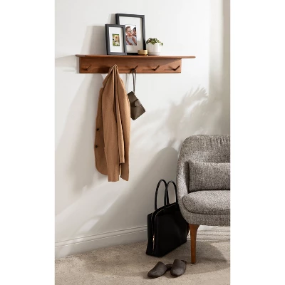 36" X 5" Alta Wood Shelf With 5 Posts Walnut Brown - Kate & Laurel All Things Decor - Image 5