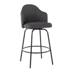 Set Of 2 Ahoy Metal/Polyester Counter Height Barstools Black/Charcoal - LumiSource