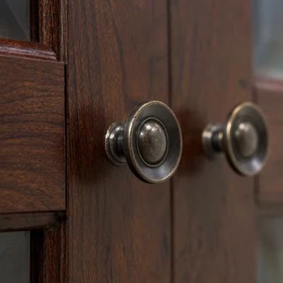 2 Door Wood Closed Storage Console TV Stand For TVs Up To 50" Brown - Saracina Home - Image 3