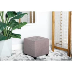 Contemporary Square Pouf Gray - Olivia & May