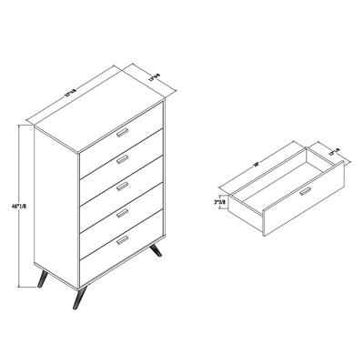 Kelson Wood 5 Drawer Chest Dark Gray/Gold - Baxton Studio - Image 7
