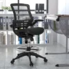 Emma And Oliver Mid-Back Transparent Mesh Drafting Chair With Flip-Up Arms