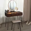 Costway Vanity Makeup Dressing Table W/ 3 Lighting Modes Mirror Touch Switch RusticCoffee