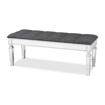 Hedia Fabric Upholstered And Wood Accent Bench - Baxton Studio - Image 9