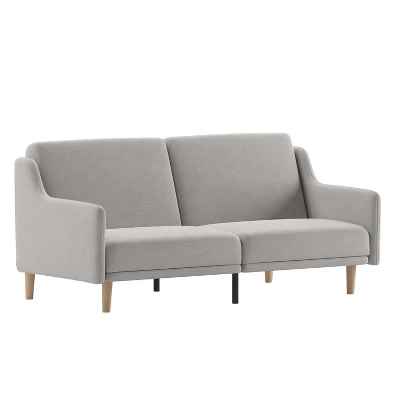 Flash Furniture Delphine Premium Convertible Split Back Sofa Futon With Curved Armrests And Solid Wood Legs - Image 12