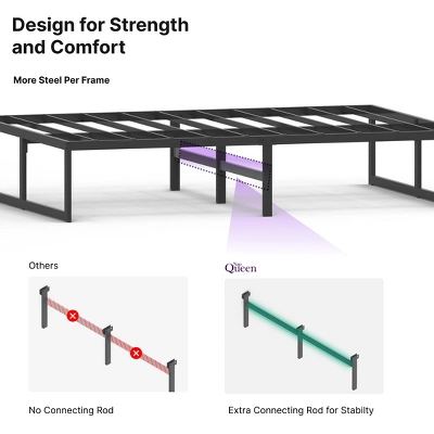 NapQueen Alpha Metal Platform Bed Frame 14" Height - Image 4