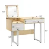 Costway Vanity Table Flip Top Square Makeup Table Writing Table