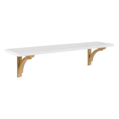 36" X 9" Corblynd Traditional Wood Wall Shelf White/Gold - Kate And Laurel - Image 3