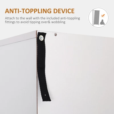 HOMCOM 66" Buffet With Hutch, Freestanding Kitchen Pantry With 2 Large Cabinets, 1 Pull Up Cabinet, 3 Drawers & Wide Countertop, White - Image 5