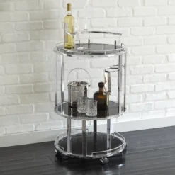 Otero Server Cart Acrylic And Chrome - Steve Silver