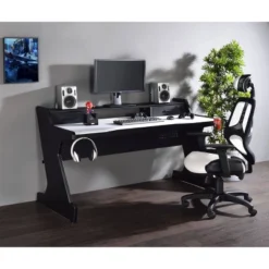 Bigga Gaming Desk Black/White - Acme Furniture