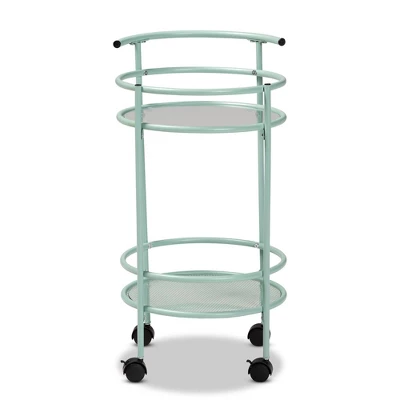 Newell Metal 2 Tier Kitchen Cart Mint Green/Black - Baxton Studio - Image 2