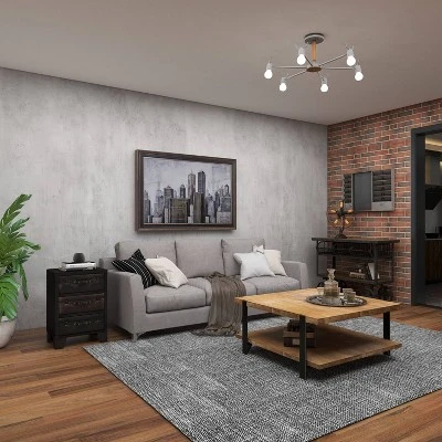 Traditional Wood And Faux Leather Cabinet Dark Brown - Olivia & May - Image 13