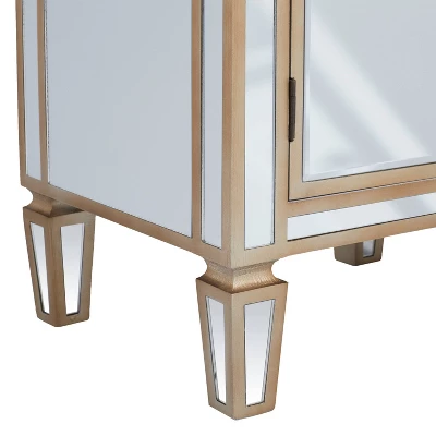 Small Glam Glass Mirrored Cabinet Beige - Olivia & May - Image 4