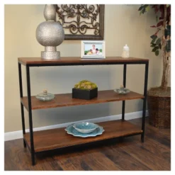 Finley Console/TV Stand - Chestnut/Black - Carolina Chair And Table