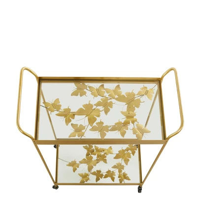 Contemporary Metal Bar Cart Gold - Olivia & May - Image 5