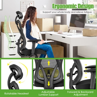 Costway Ergonomic High Back Mesh Office Chair W/ Adjustable Lumbar Support - Image 9