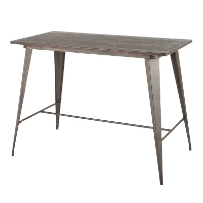 Oregon Industrial Counter Table Antique/Espresso - LumiSource - Image 2