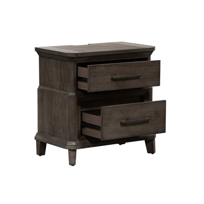 2 Drawer Night Stand W/ Charging Station In Brown - Liberty Furniture - Image 9